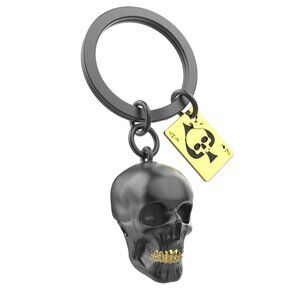 Metalmorphose 3D BLACK SKULL WITH PLAYING CARD KEYRING